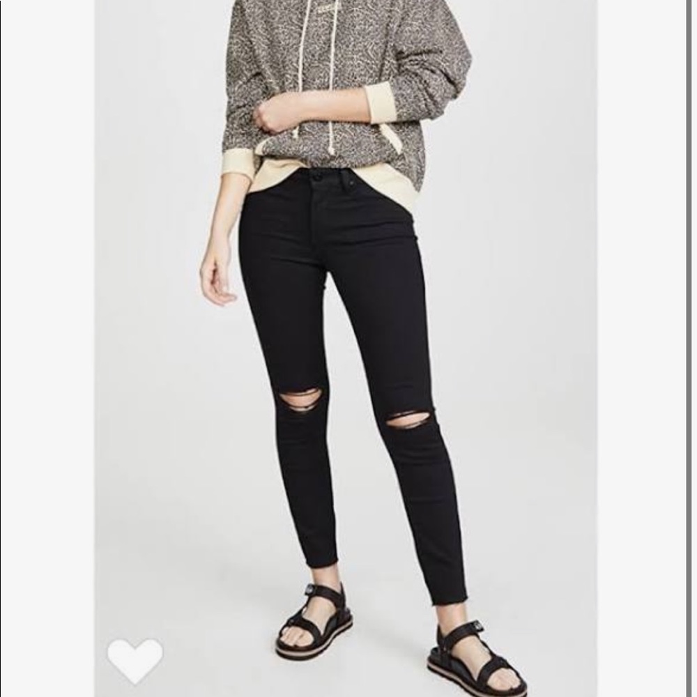 Paige Verdugo Ankle Distressed Torn Knee Black Jeans